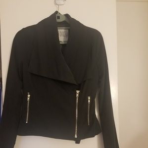 Black faux suede biker jacket